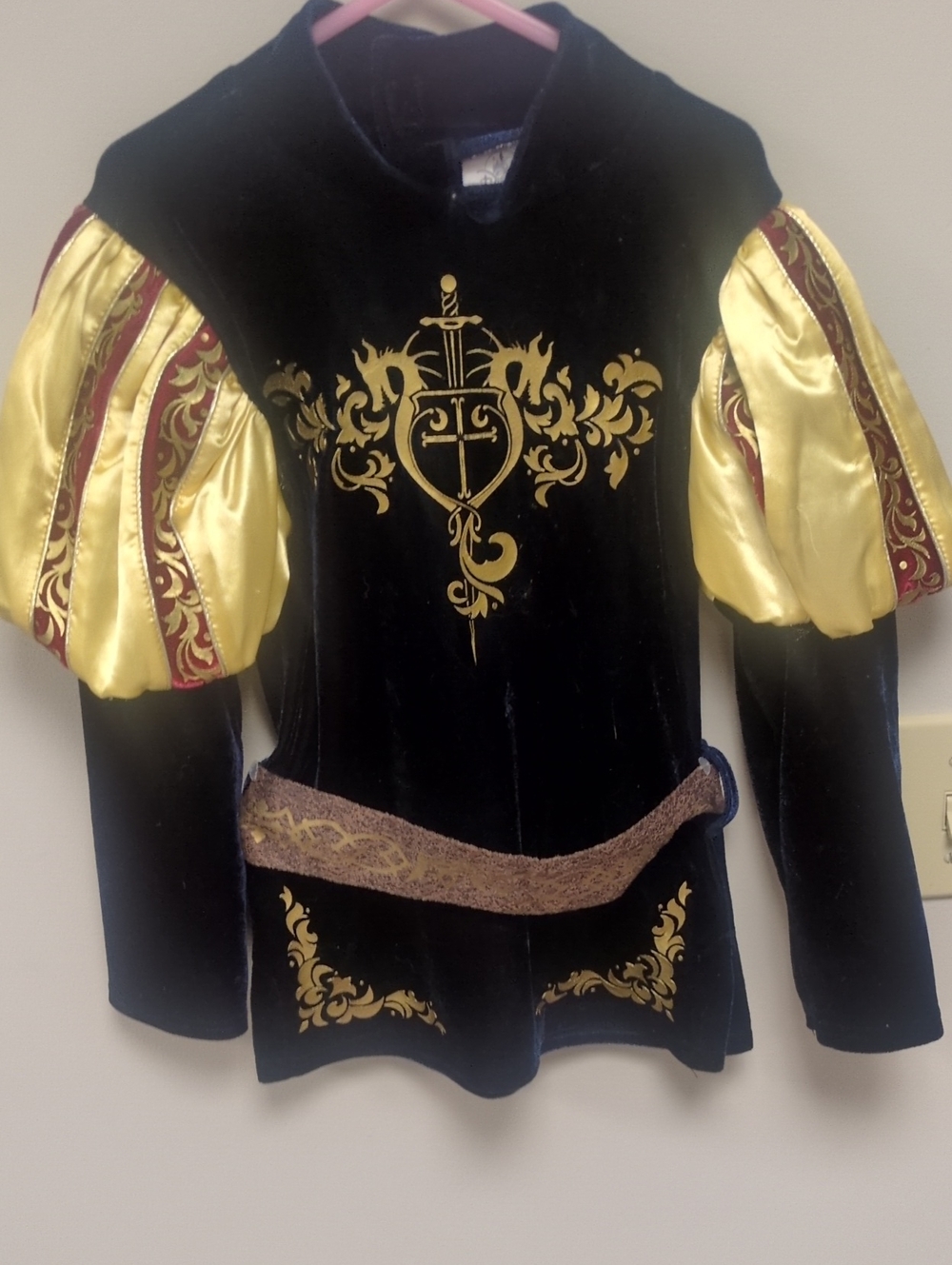 Disney Black and Yellow Royal Prince Costume Tunic with Red Trim